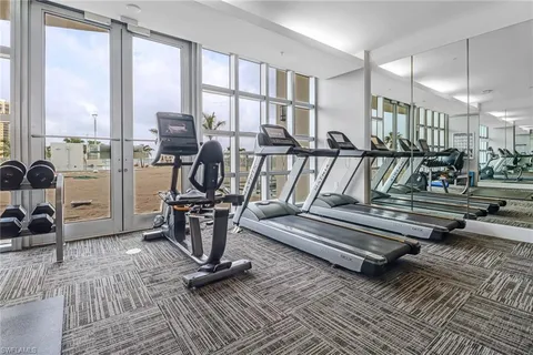 a view of a room with gym equipment