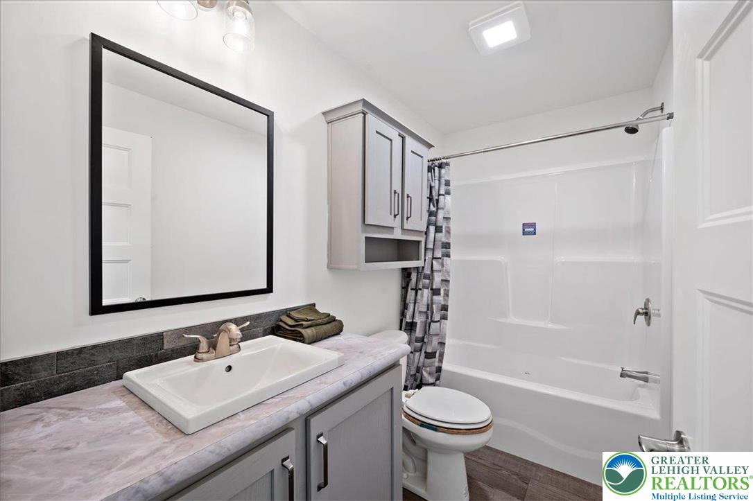 3983 Hastings Road Walnutport, PA 18088 - Photo 30 of 39 a bathroom with a sink toilet a mirror and shower