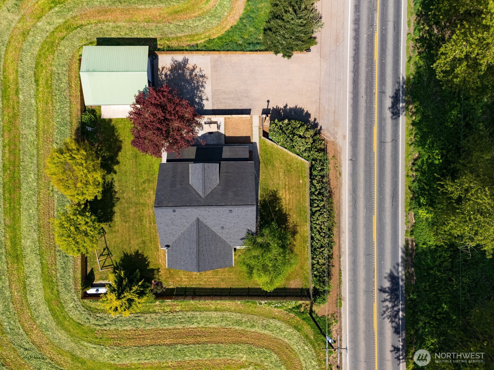 8429 Nooksack Road Everson, WA 98247 - Photo 37 of 38 an aerial view of a house with a yard
