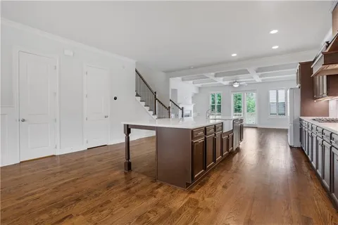 a view of entryway with wooden floor