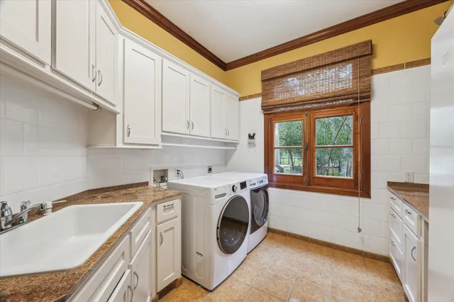 a utility room with a window