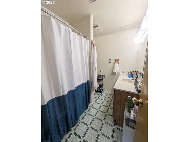 a bathroom with a sink and a shower