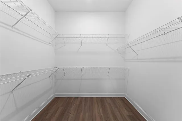 a view of a room with racks on the wall