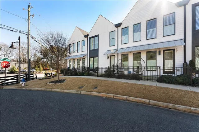 a street view along with residential houses