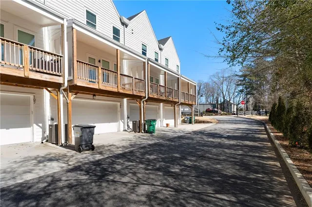 a view of a building with a street