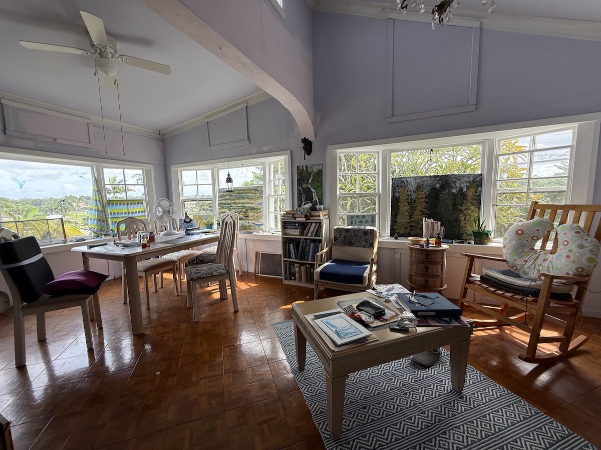 37 Mehau Lane Hilo, HI 96720 - Photo 2 of 24 a living room with furniture a fireplace and large windows