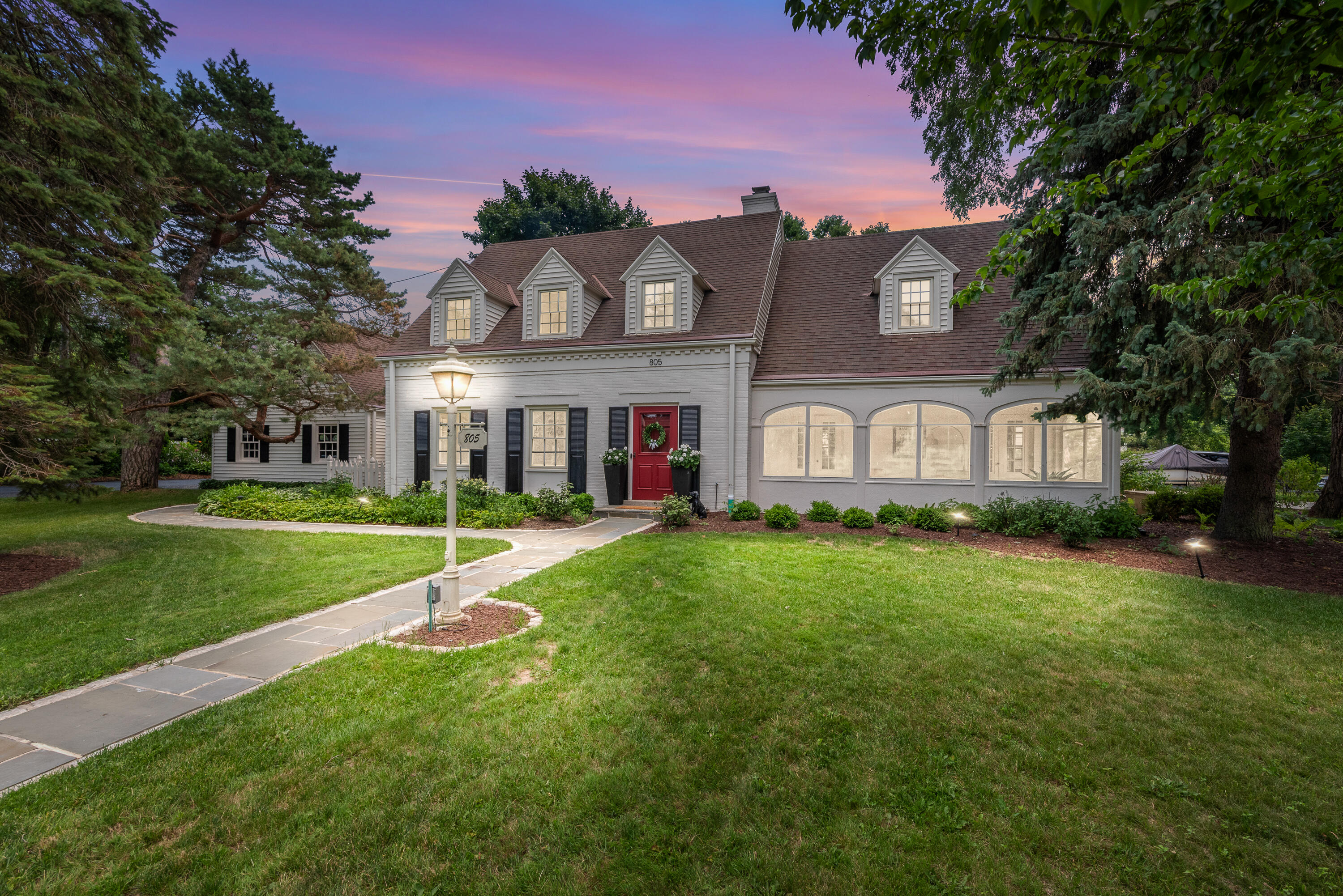 Front of house at twilight