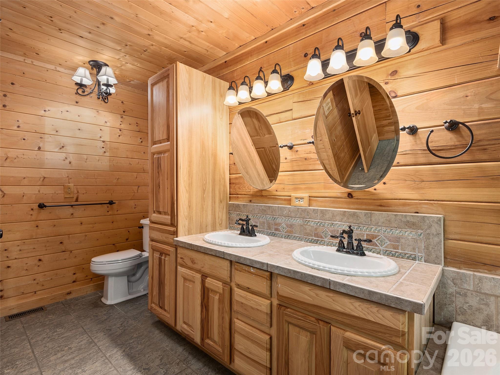 413 Green Hills Road Mill Spring, NC 28756 - Photo 19 of 48 a bathroom with a toilet sink and mirror