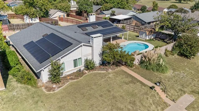an aerial view of a house
