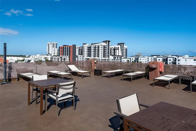 a city view with tall buildings