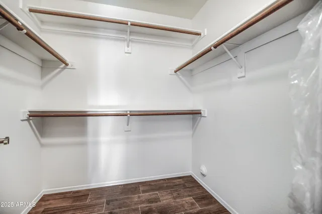 a view of a room with racks on the wall