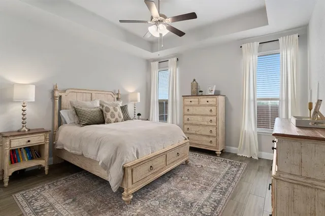 a bed room with a bed and a furniture