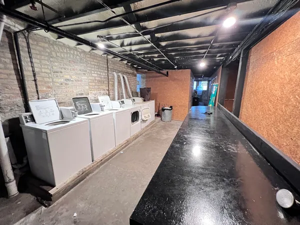 a view of a storage room with washer and dryer