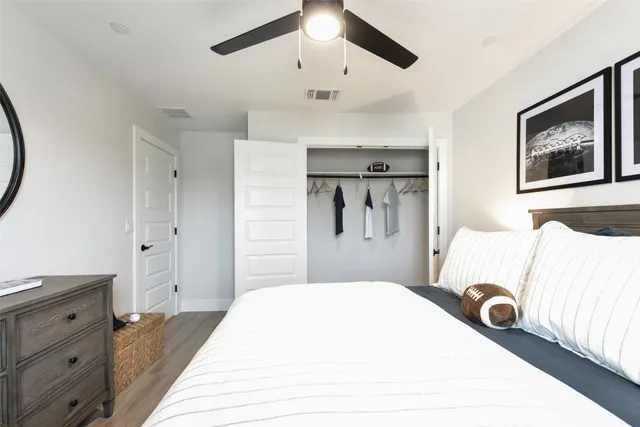 a view of a bedroom from a hallway