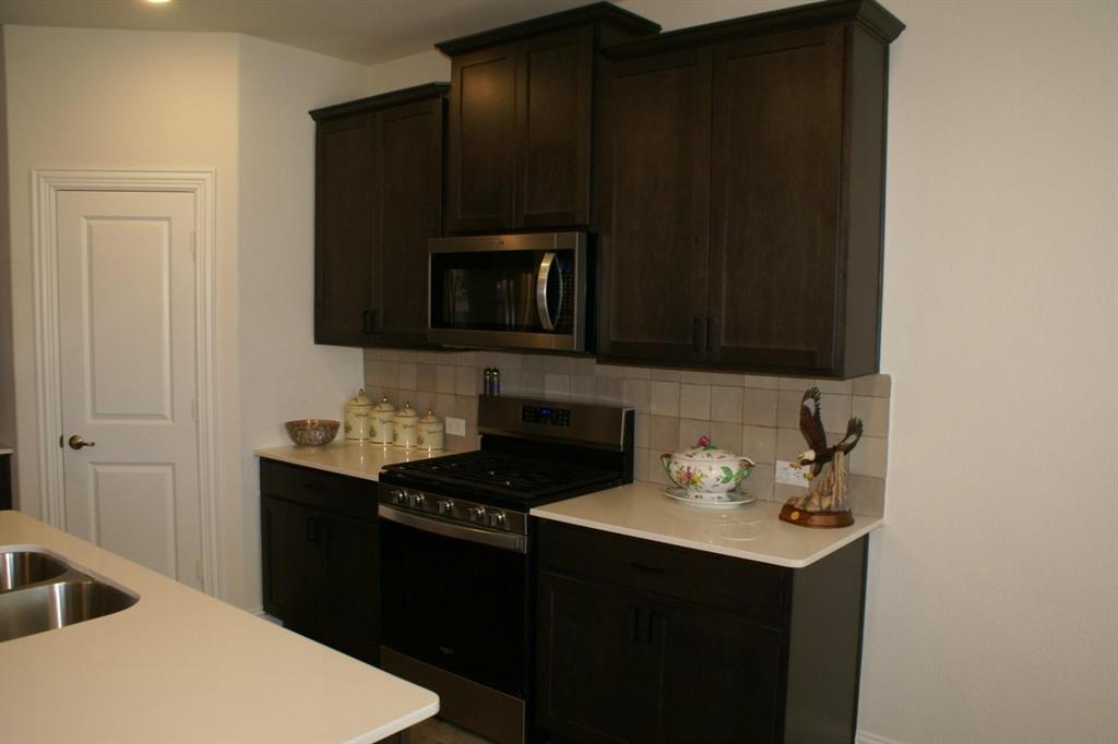 11132 Ranchera Drive Aubrey, TX 76227 - Photo 5 of 30 a kitchen with a sink stove and microwave