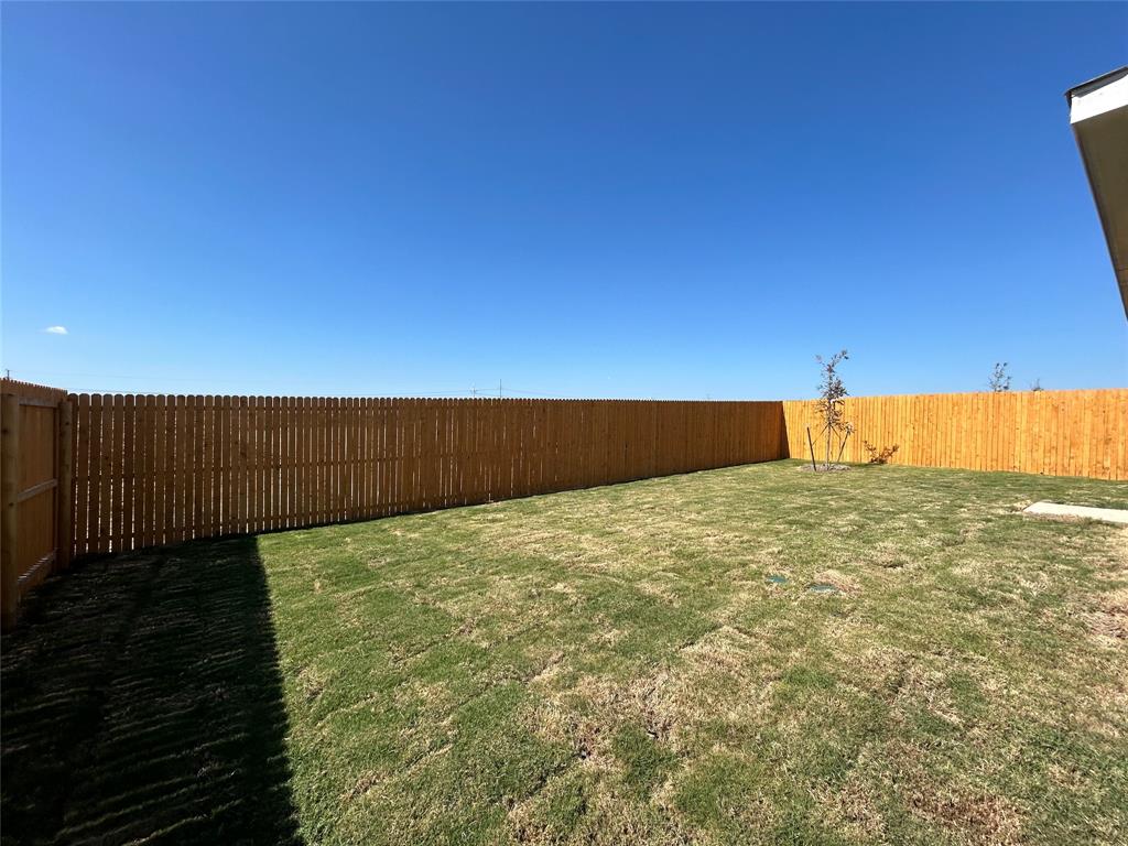 9757 Platteview Road Fort Worth, TX 76179 - Photo 17 of 19 Expansive backyard featuring a new wood privacy fence, established grass, and a young tree