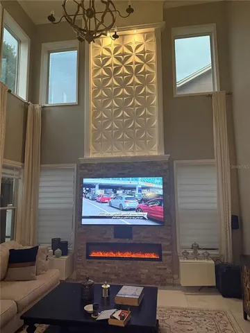 a view of a lake from a yard