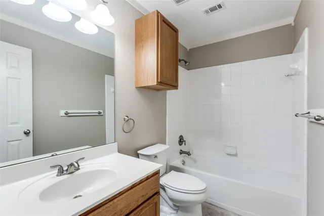 a view of a big yard with plants and large trees