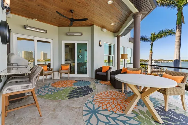 a view of a swimming pool with a lake view