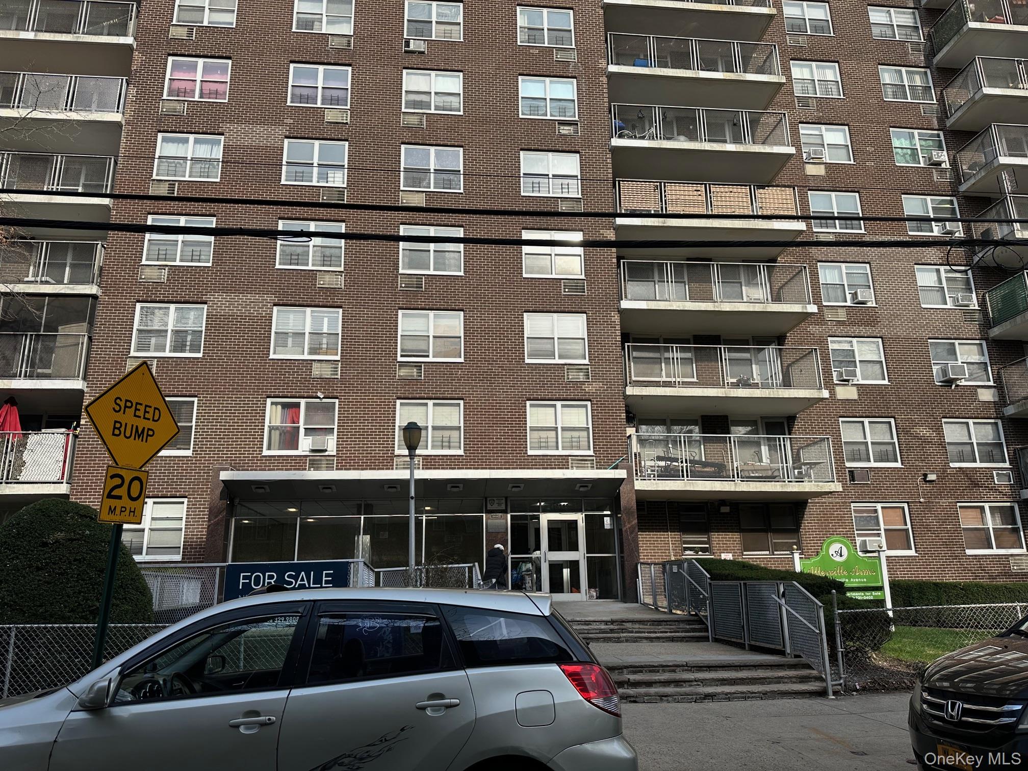 a car parked in front of a building