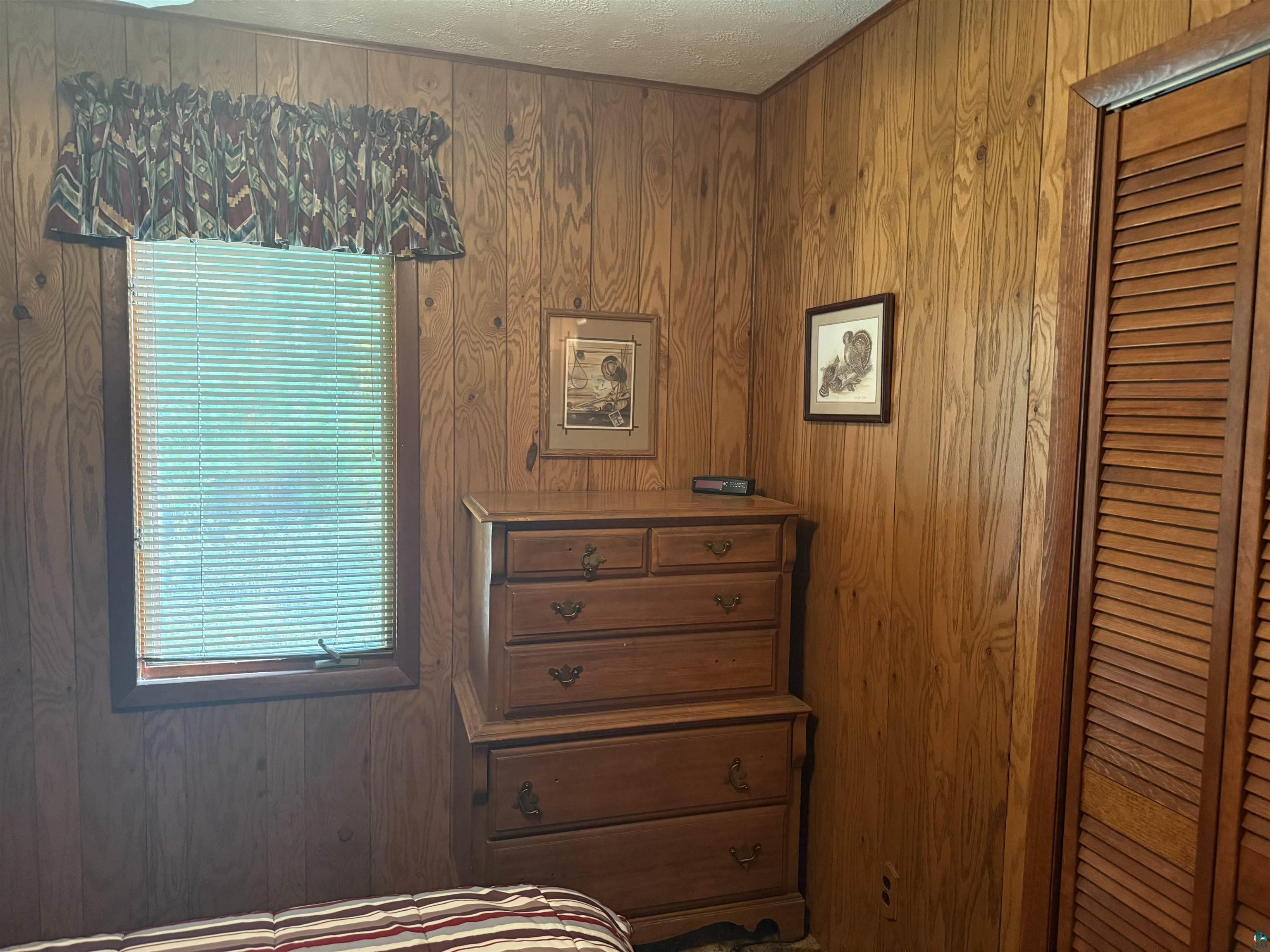 63380 Trout Lake Road Iron River, WI 54847 - Photo 25 of 36 Bedroom with wooden walls and a closet