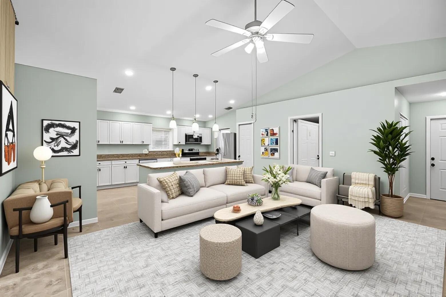 5925 Foxtail Way Fort Pierce, FL 34982 - Photo 5 of 29 a living room with furniture kitchen view and a chandelier