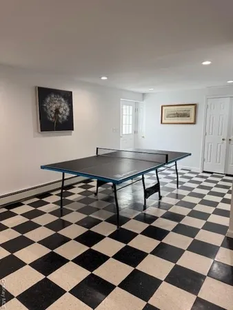 a black and white checkered floor