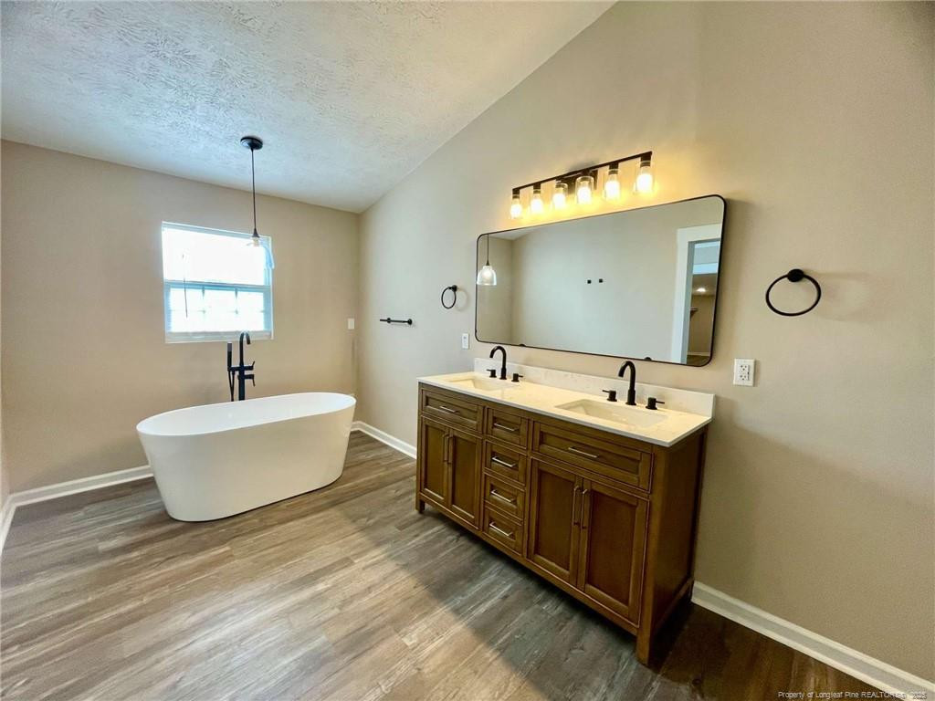 416 Old Maxton Road Raeford, NC 28376 - Photo 16 of 26 a bathroom with a double vanity sink and a mirror