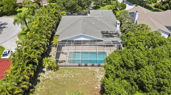 an aerial view of a house