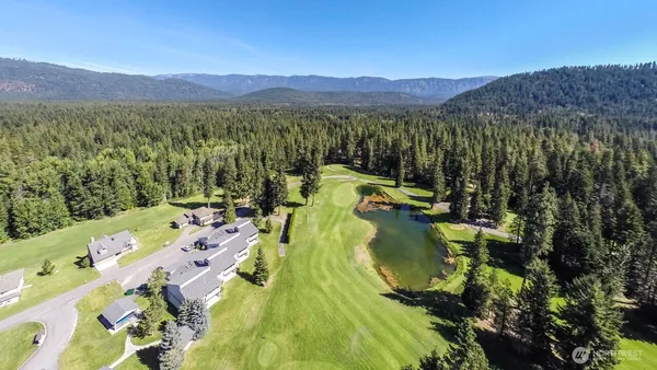 a view of a swimming pool with a garden