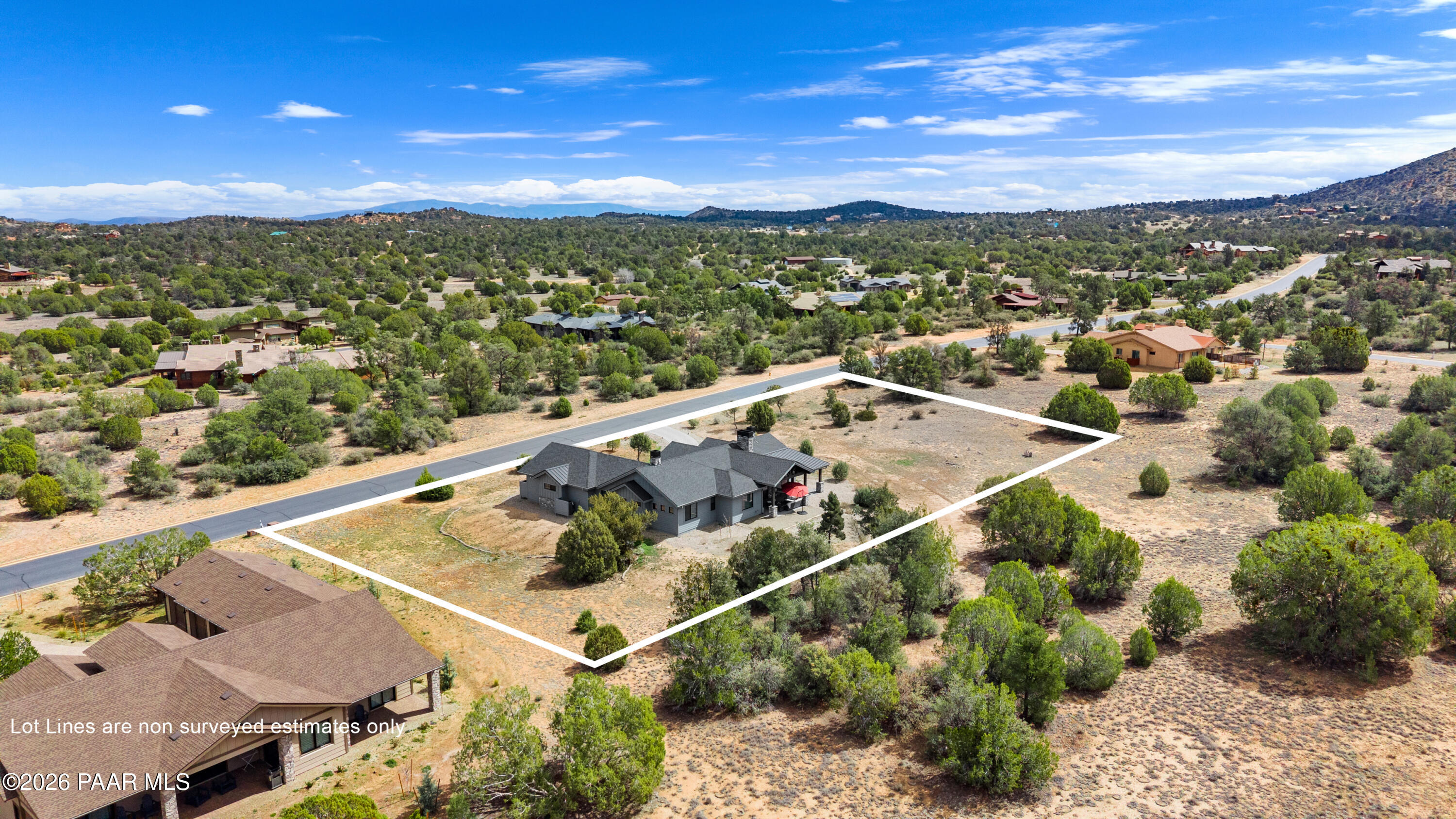 4810 West Three Forks Road Prescott, AZ 86305 - Photo 39 of 40 42-Aerial Back (2) Lot Lines