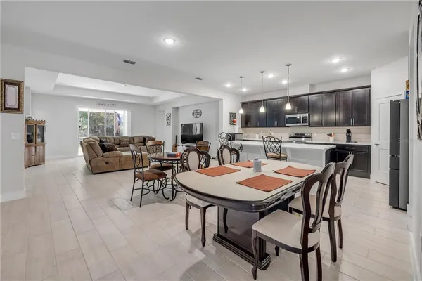 a view of a dining area with furniture