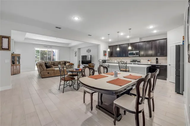 a view of a dining area with furniture