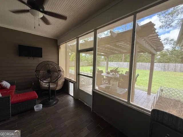 a living room with a large window