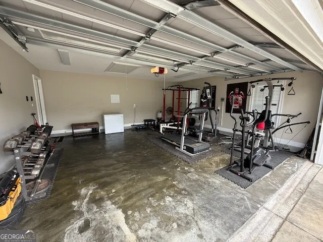 a view of a room with gym equipment