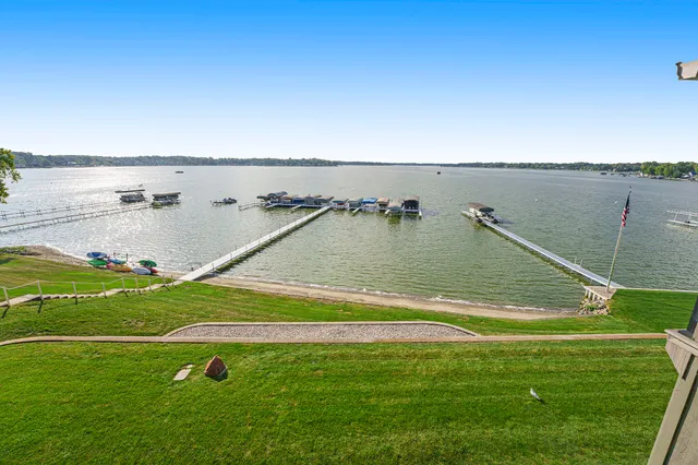 a view of a field and an ocean view