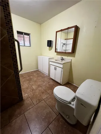 a bathroom with a toilet a sink and mirror
