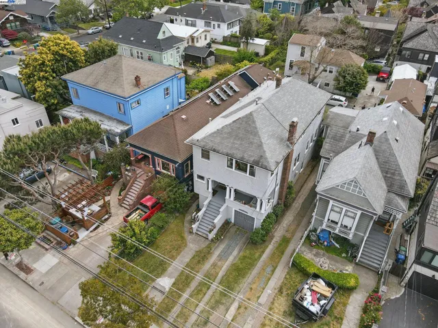 an aerial view of a house