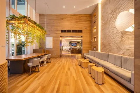 a view of a balcony with many windows