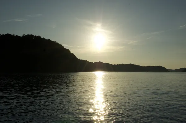 a view of lake and mountain