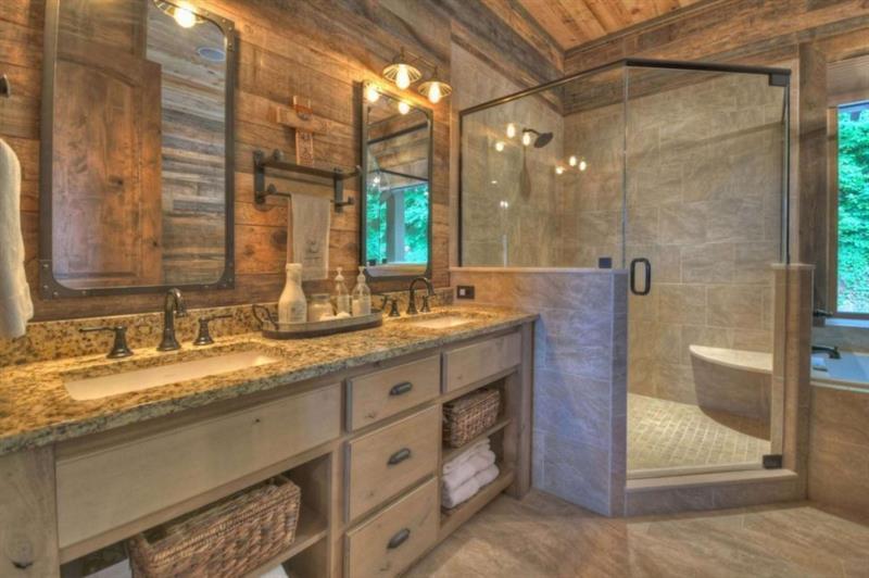 436 Geronimo Road Cherry Log, GA 30522 - Photo 33 of 72 a bathroom with a granite countertop sink mirror and double