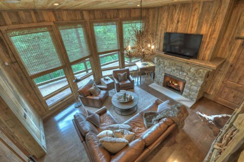 436 Geronimo Road Cherry Log, GA 30522 - Photo 40 of 72 a living room with furniture a flat screen tv and a fireplace