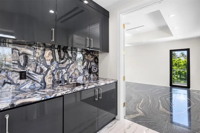 a view of a park with palm trees