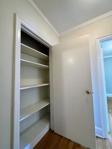 a view of an empty walk in closet