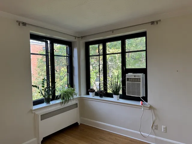 a living room with a large window