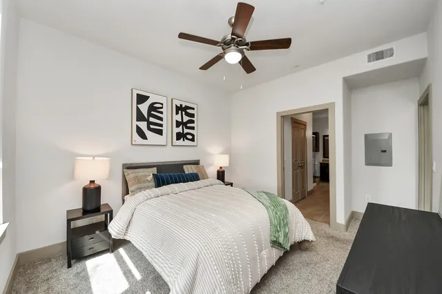 a front view of building with yard