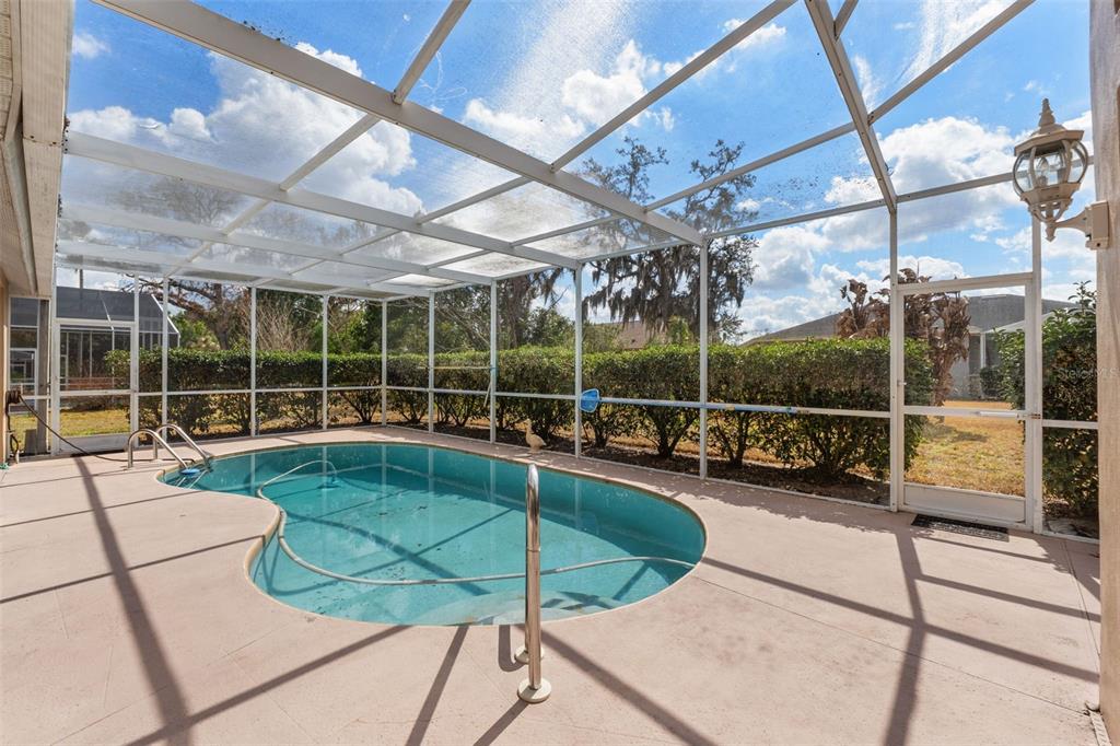 14122 Newcastle Avenue Spring Hill, FL 34609 - Photo 58 of 66 a view of a swimming pool with a porch and couches next to a yard