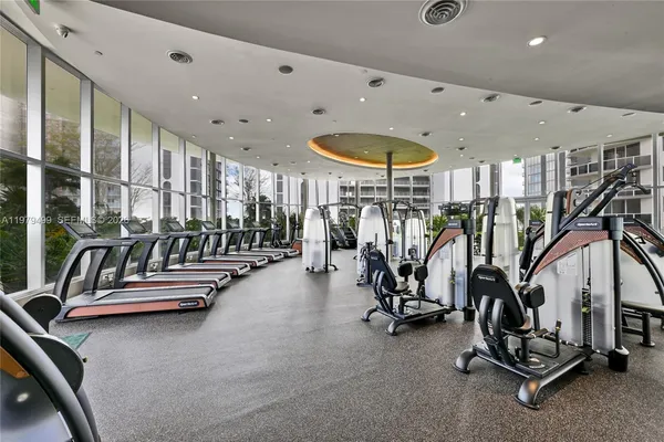 a view of a room with gym equipment