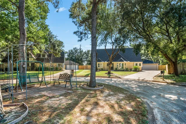 a view of a park with slide