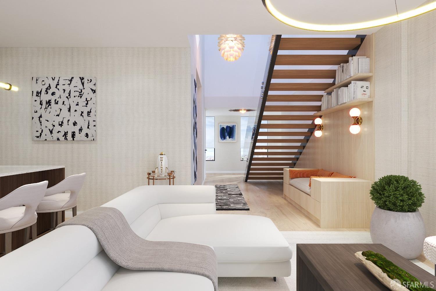 2177 3rd Street, Unit 721 San Francisco, CA 94107 - Photo 3 of 27 a living room with furniture and a fireplace